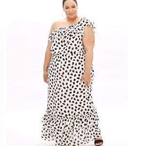 Lane Bryant x Beauticurve Chiffon Polka Dot Maxi Dress